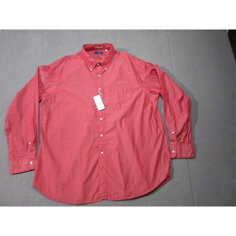 J. Michaels Clothiers Shirt Mens 2XL Red Borelli Trim Everyday Wear Button Down